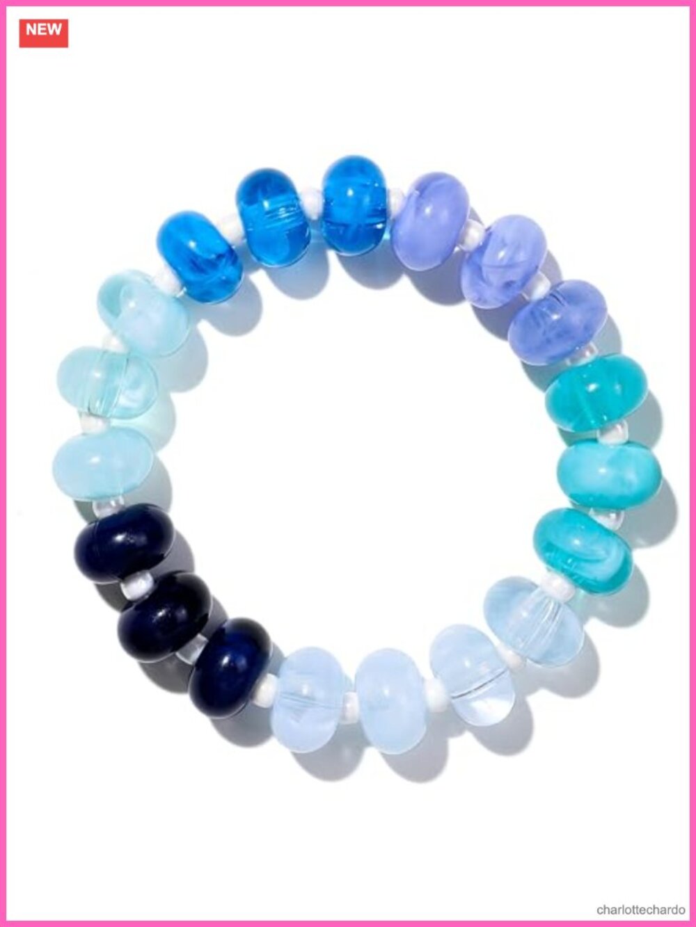 Chunky Acrylic Beaded Stretch Bracelet Handmade Boho Summer Jewelry for Women